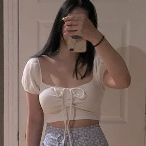 3 FOR$50 / Zara White Ruched Crop Top